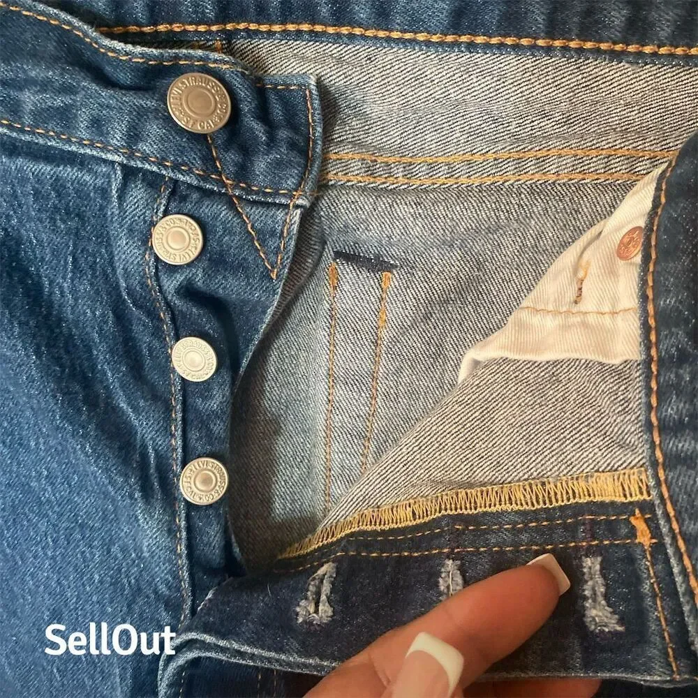Levi's 501 Men's Jeans W36 L36 Button Fly Straight Leg Dark Denim